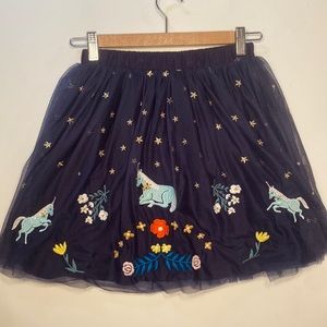 Hanna Andersson Tulle skirt with embroidered unicorns and stars, girls size 10